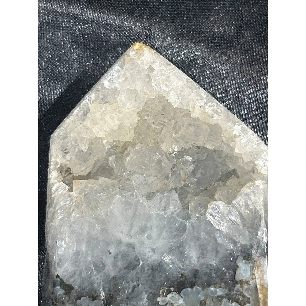 Natural Moss Agate Druzy Quartz Tower Polished Crystal Point #43